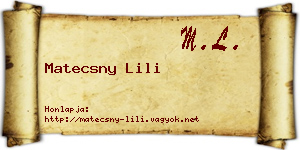 Matecsny Lili névjegykártya